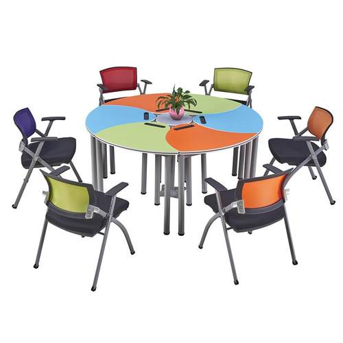 接待区可移动洽谈桌椅学校可拼接会议桌辅导班培训折叠桌椅组合