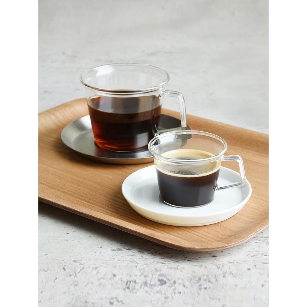日本进口KINTO咖啡杯碟套装 耐热玻璃杯带把手拿铁杯下午茶具套装
