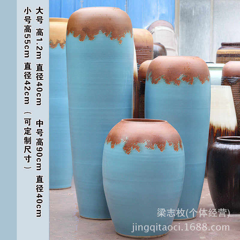 地中海 酒店所落 地大色釉会厂家直销陶瓷景德镇花瓶花瓶 颜批发