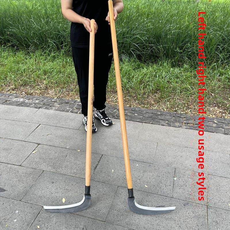 锰钢锻造长柄割黄花大镰刀,农业草原割草,农用芦苇左、右手大断