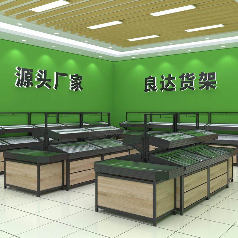 良达蔬菜货架钢木结合果蔬超市架生鲜水果货架