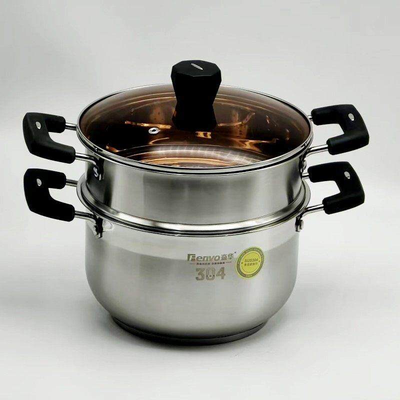 奋华巨厚家用304不锈钢覆底加厚小蒸锅1-2人蒸热电锅多用汤锅防烫