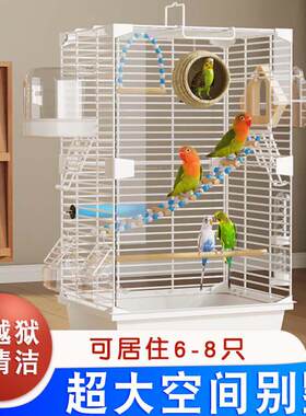 新型鸟笼鹦鹉笼子2025新款防溅八哥珍珠鸟专用优质拆卸生态大空间