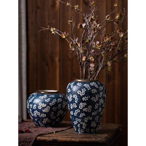 景德镇青花瓷瓶摆件客厅插干花复古陶瓷花瓶桌面水培家居装饰品