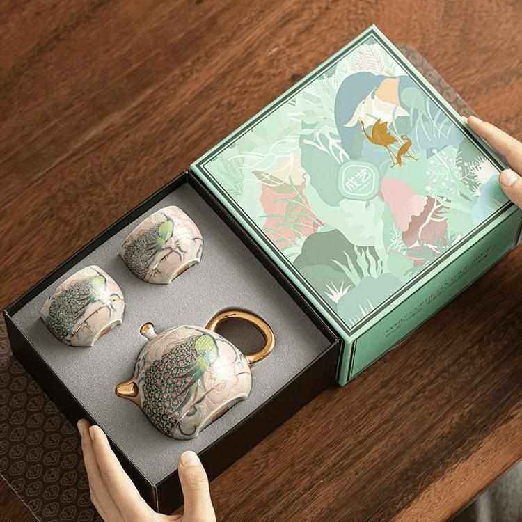 新款珐琅彩精致孔雀泡茶壶陶瓷家用茶壶茶杯女士专用高档茶具套装,餐饮具,功夫茶具,淘宝优惠券,粉丝福利购,淘宝优惠卷