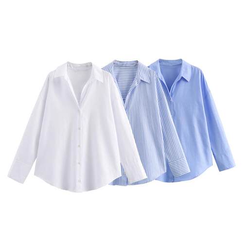 Women's cotton long sleeved Oxford shirt for women