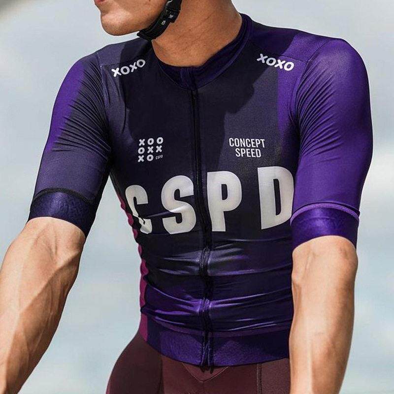 CSPD公路车专业骑行服短袖男款牛奶丝修身竞技版透气自行夏季速干