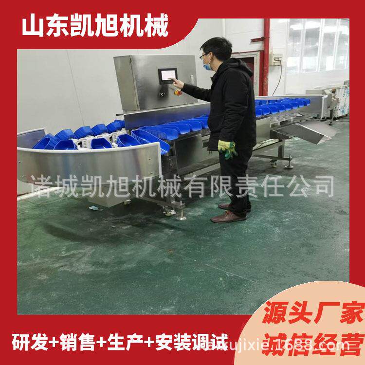 鱼鲳鱼花鱼鲅大虾在XWP盒线黄称重分选机鱼类智能自动料式分拣机