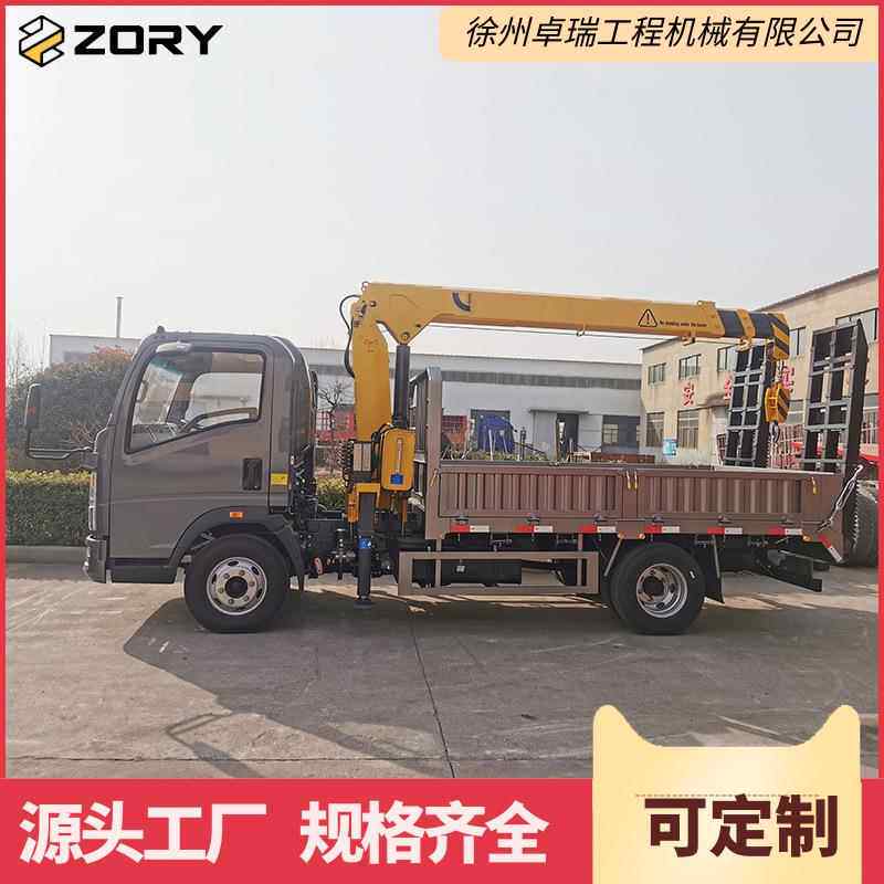 3吨重汽豪沃HOWO卡车随车吊直臂伸缩式吊臂起重机带爬梯车载吊