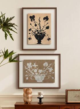 花影》南法风复古植物版画法式中古风客厅装饰画卧室床头花卉挂画