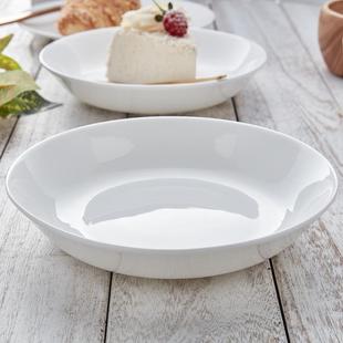 隆达骨瓷折扣店纯白陶瓷盘骨瓷餐具深盘子家用大号汤盘子品牌微瑕