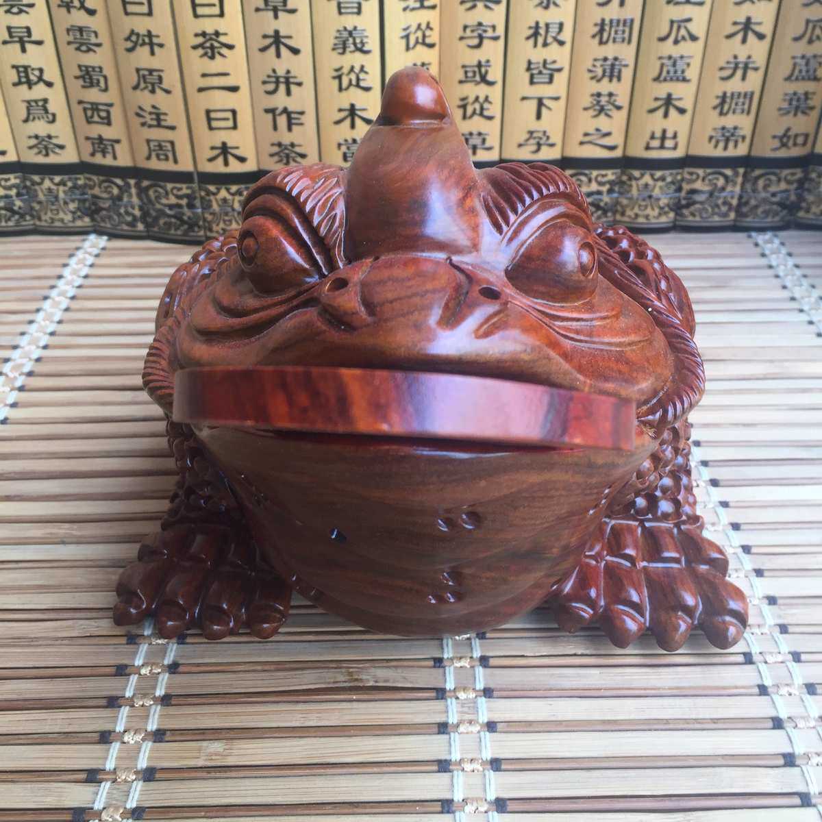 厂家批发花梨木雕金蟾摆件店铺开业礼品办公室客厅摆饰木质工艺品