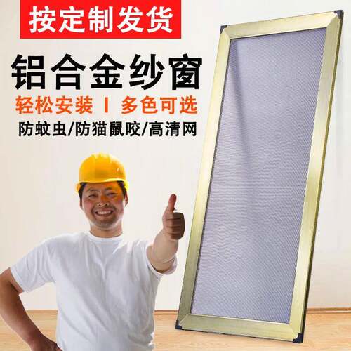 铝合金纱窗可推拉式自装不锈钢网防蚊虫鼠咬猫抓塑钢框做平移跨境