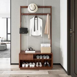 入门玄关挂衣柜全实木衣帽架换鞋凳一体架落地式鞋储物小户型可坐