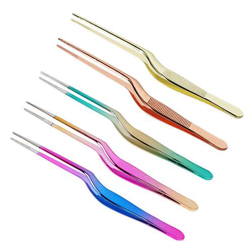 1Pc 14cm Stainless Steel Tweezer Plating Chef Food Tweezer B