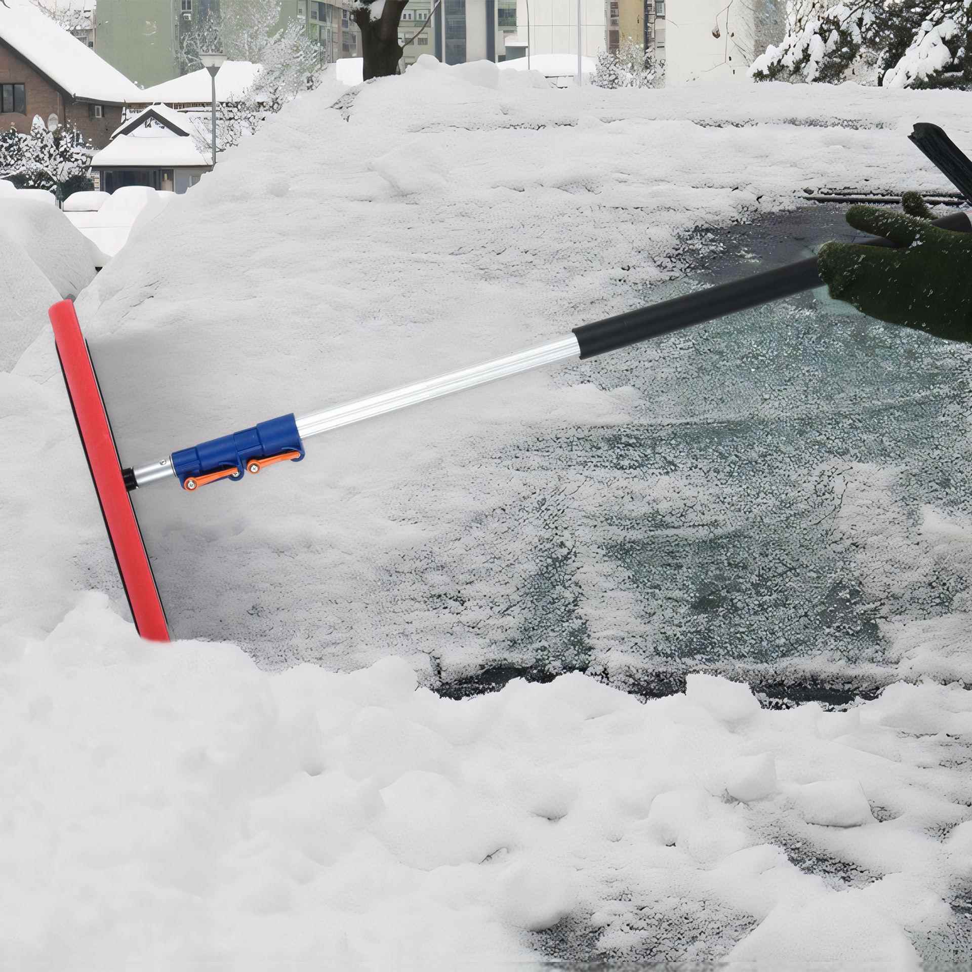 伸缩式屋顶雪铲屋顶雪耙屋顶雪铲带伸缩铝杆汽车挡风玻璃、屋顶