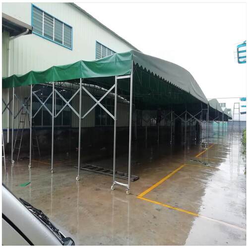 户外移动伸缩遮阳棚仓库蓬电动推拉篷活动雨棚停车棚折叠防疫帐篷