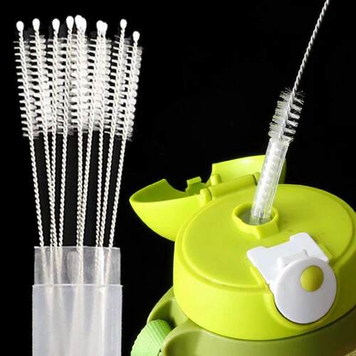 Bending Stainless Straw Brush Cleaner Soft Hair Suction Glas