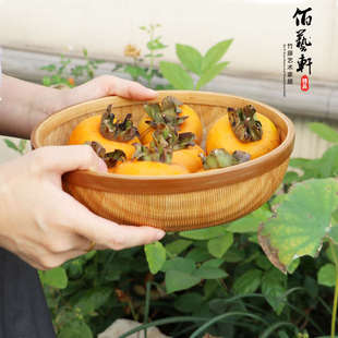 佰艺轩纯手工编织竹篮点心篮茶室水果篮竹篮家用