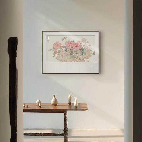 新中式花鸟装饰画软装牡丹花茶室客厅玄关卧室餐厅素雅挂画