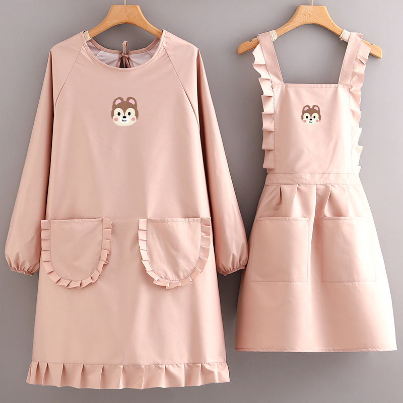 工作服时尚卡通长袖防水围裙套装