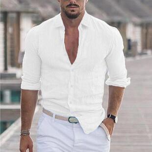 cotton beach and lapel shirt linen Summer