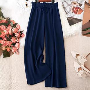 waist wide 高腰阔腿长裤 size 大码 high pants Large leg