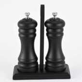 黑胡椒现货6棒木质胡椒 瓶胡椒研磨寸瓶盐 胡椒手动胡椒粉器磨套装