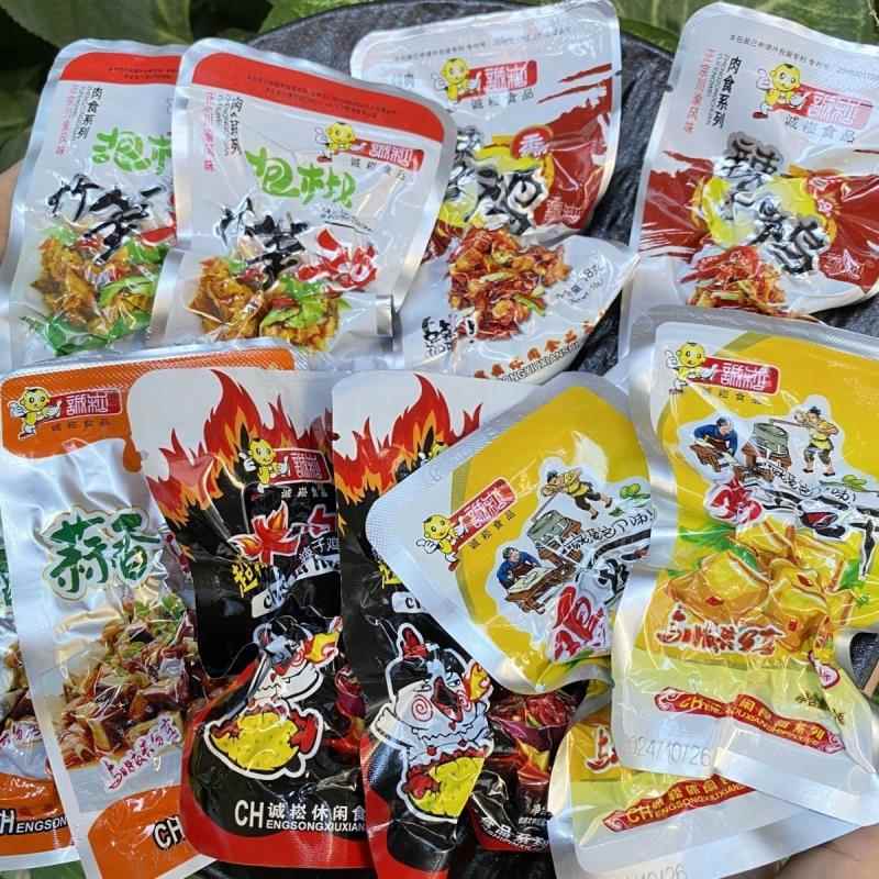 云南系列鸡肉串蒜香豆干鸡丝豆干火鸡味辣子鸡怀旧辣味零食