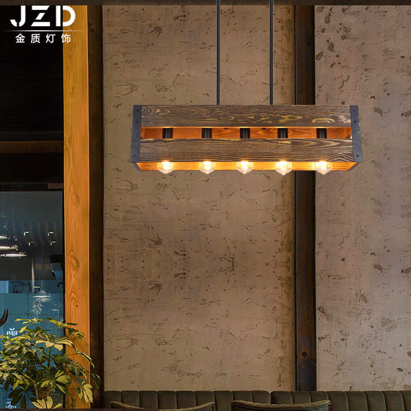 美式仿古工业风吊灯 咖啡厅餐厅酒吧吊灯 创意个性设计木艺吊灯