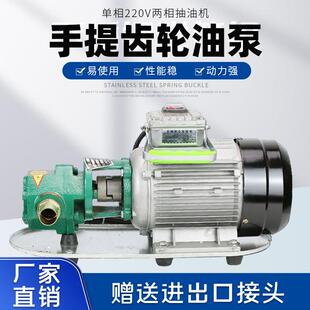 Wcb手提齿轮油泵单相220v两相抽油机柴油煤油自吸油桶泵铜芯电机