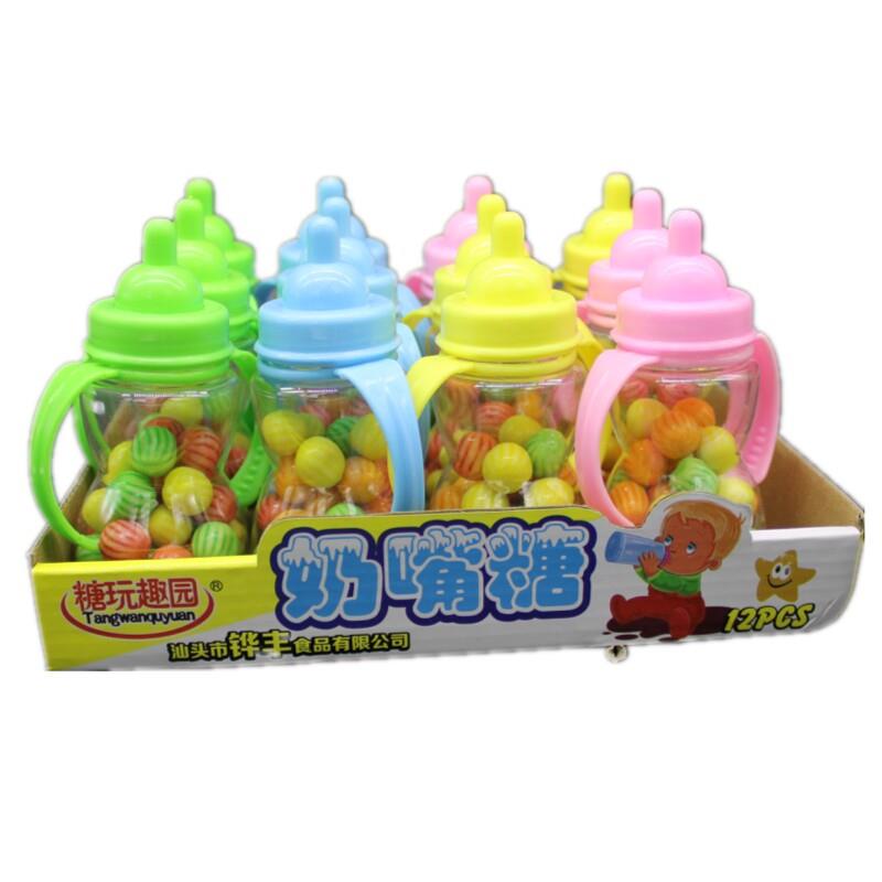 奶瓶奶装泡泡糖西瓜圆泡泡一糖糖果零食嘴盒12瓶