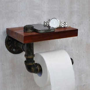 铁艺水管纸巾盒挂架美式墙上卫生间置物架壁挂创意复古厕所收纳架