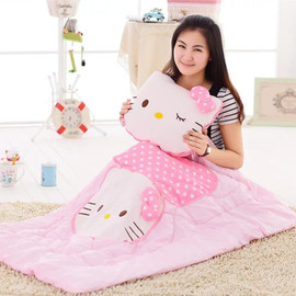 hellokitty凯蒂猫可爱抱枕被两用空调被午睡枕头粉色猫毛绒靠枕