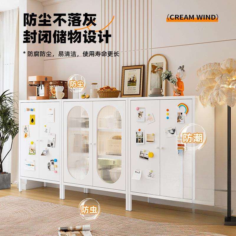 铁艺餐边柜储物柜落地铁皮柜家用客厅超薄收纳柜阳台防晒杂物柜子