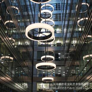 创意空中吊饰 办公楼商超中庭灯光美陈艺术装置 蝶恋花制作挂饰