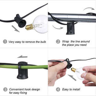 2备泡庭院灯串 220V清光灯串25灯 G40灯串 插电钨丝灯110V