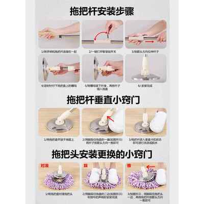 旋拖把224神款水免手动洗家板拖地器自新无品牌/用转脱带地桶墩布