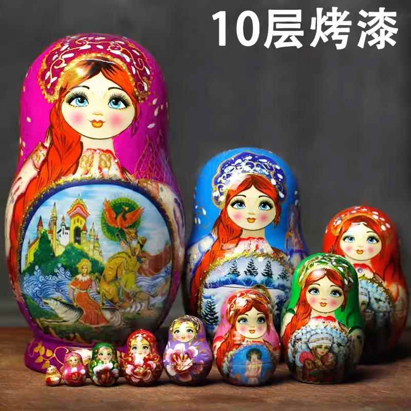 烤漆俄罗斯套娃10层哈尔滨冰雪旅游工艺纪念礼品家居摆件新年礼品