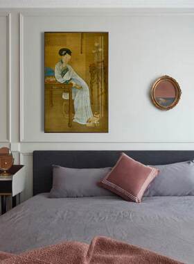 春阁倦读新中式古朴仕女图人物国画古风餐厅客厅书房玄关墙面挂画