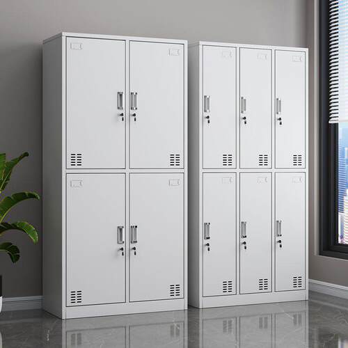 钢制更衣柜员工宿舍铁皮储物柜子带锁六门浴室换衣柜工厂鞋柜碗柜
