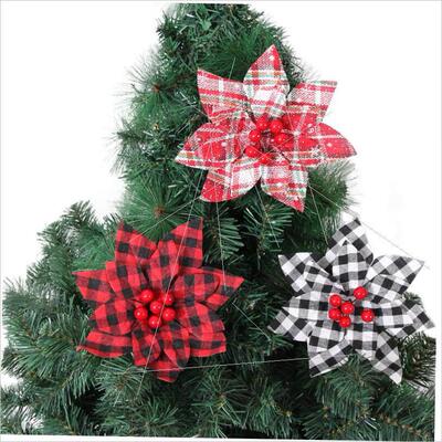 Plaid Christmas tree decorative flowers simulation flowers