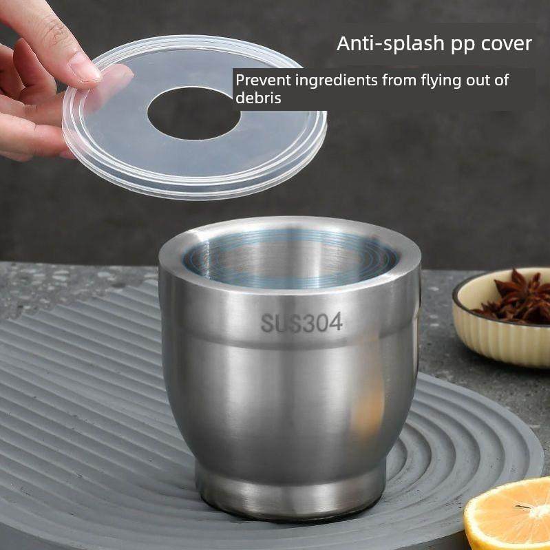 医用级不锈钢固体大蒜捣碎器家用研磨药罐手动大蒜捣碎器大蒜捣碎