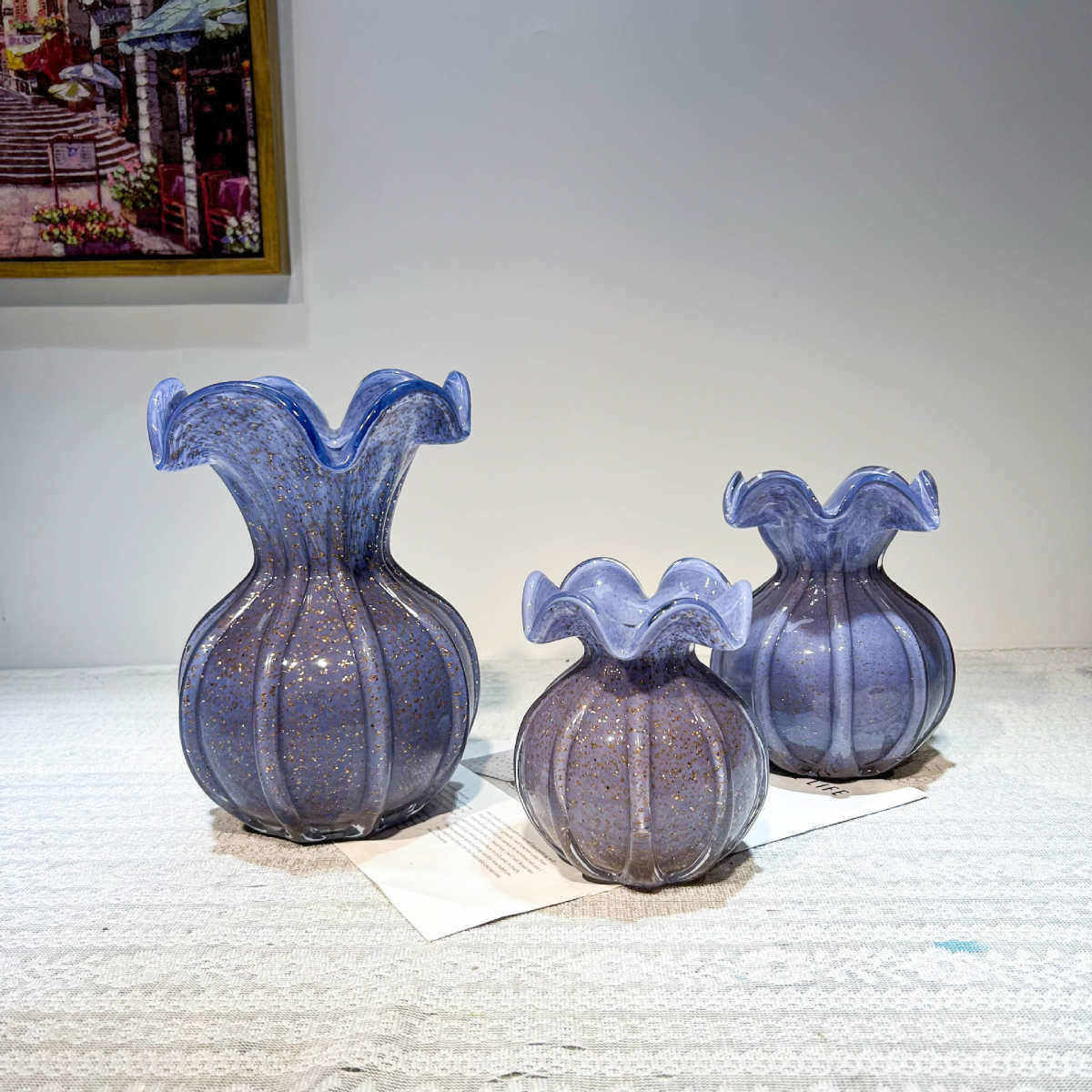 法式浪漫紫色金点芬顿花瓶家居玄关餐桌酒店样板间高级氛围感装饰,家居饰品,花瓶,淘宝优惠券,粉丝福利购,淘宝优惠卷