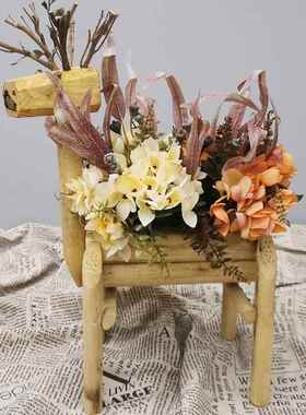 正品实木小摆件创橱意窗多肉鹿花盆庭院阳台花园布置幼儿园植物角