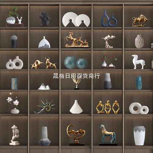 新中式创意轻奢复古客厅摆件家居装饰品酒柜电视柜办公室桌面摆放