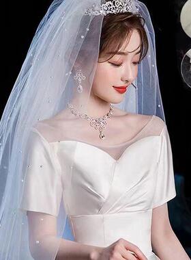 蓬松简约头纱新娘婚纱头饰头纱