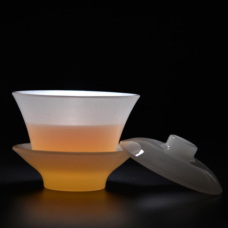 玉纯2020白玉瓷功夫满盖碗茶具用高档式家陶瓷泡茶喝中茶三才盖碗