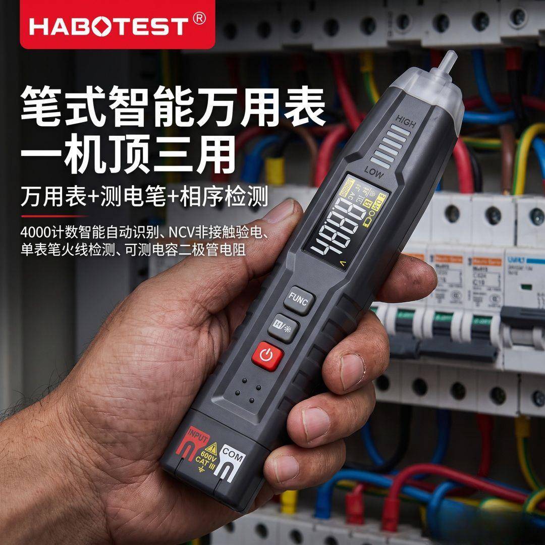 笔式万用表相序检测4000计数智能自动识别小型便携式华博HT122