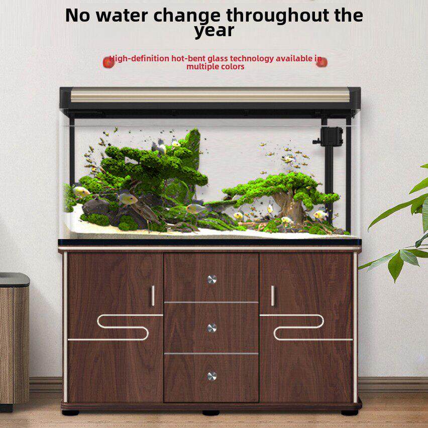 鱼缸客厅全新大型家用落地式金鱼缸玻璃鱼缸过滤制氧机自循环机
